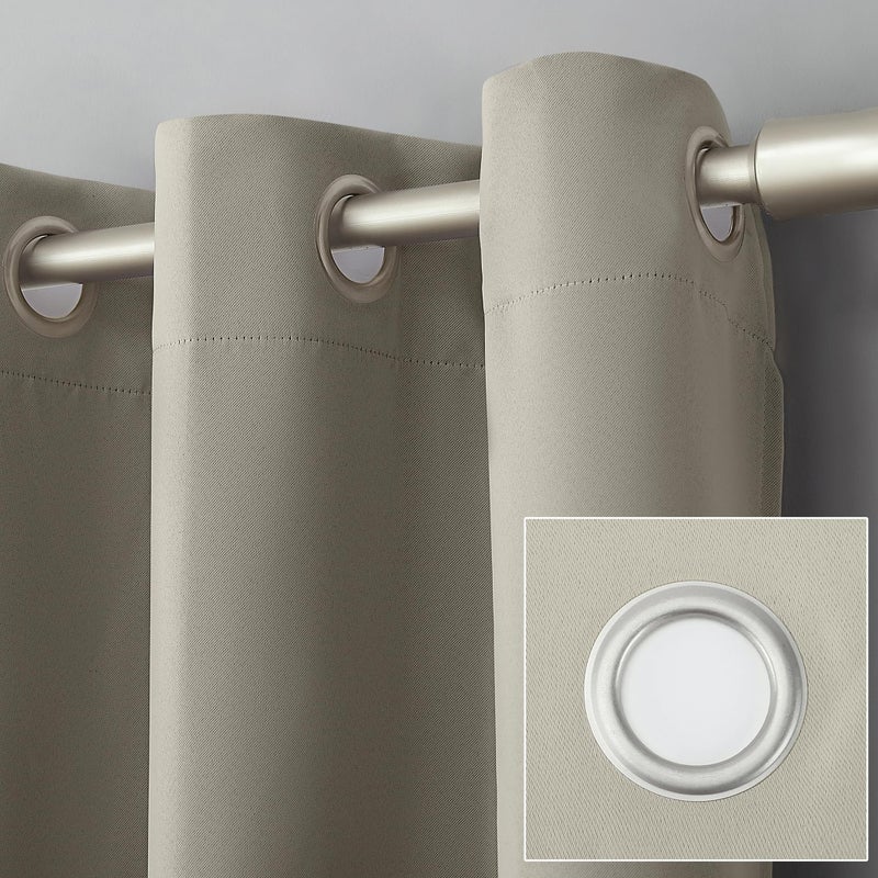 Sun Zero Soho 2-pack Blackout Energy Efficient Grommet Curtain Panel Pair, 54" x 63", Stone - Image 2